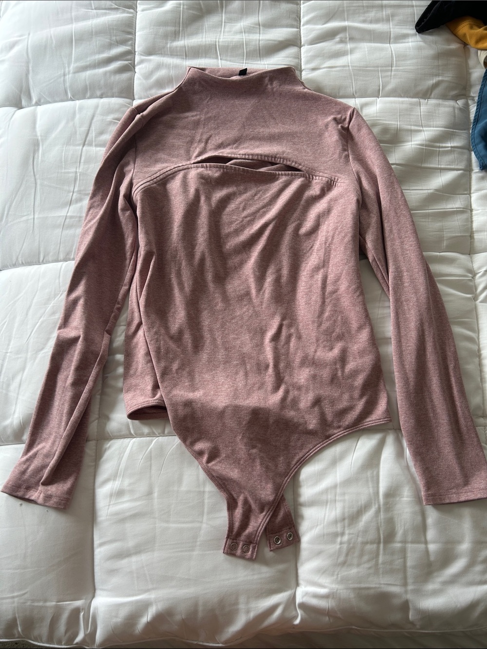 Express Rosewood Mock Neck Long Sleeve Bodysuit